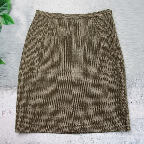 BRIGHTON Vintage Tweed Harringbone Blazer Jacket Skirt Set Womens Size 42 US 12 - Picture 6 of 13